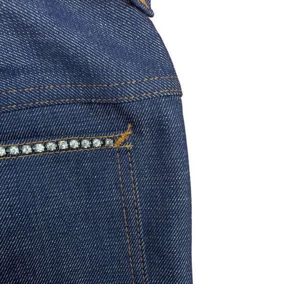 Vintage Rhinestones Embellished Belted Straight Jeans High Rise Size 28 Dolly - Picture 9 of 13